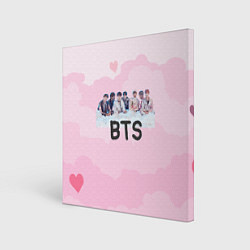Холст квадратный BTS нежный розовый фон, цвет: 3D-принт