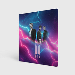 Картина квадратная BTS на фоне молний