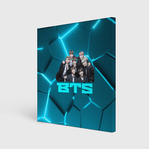Картина квадратная BTS неоновые голубые плиты / 3D-принт – фото 1