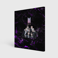 Картина квадратная BTS черно-фиолетовые потертый фон