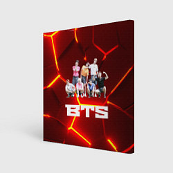 Картина квадратная BTS красные плиты с неоновым свечением