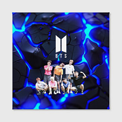 Холст квадратный BTS синее свечение на фоне, цвет: 3D-принт — фото 2