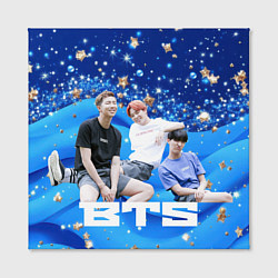 Холст квадратный BTS голубые волные и золотые звезды, цвет: 3D-принт — фото 2
