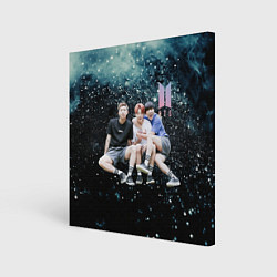 Картина квадратная BTS черный блестящий фон