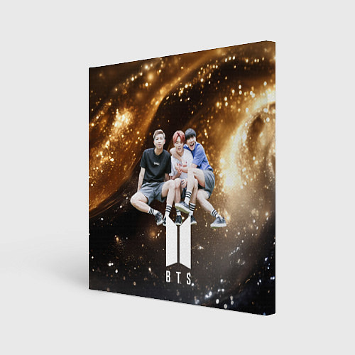 Картина квадратная BTS черно-золотой фон / 3D-принт – фото 1