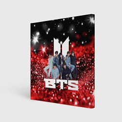 Картина квадратная BTS красно-черный блестящий фон