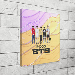 Холст квадратный BTS желто-розовый фон, цвет: 3D-принт — фото 2
