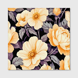 Холст квадратный Крупные жёлтые цветы, цвет: 3D-принт — фото 2