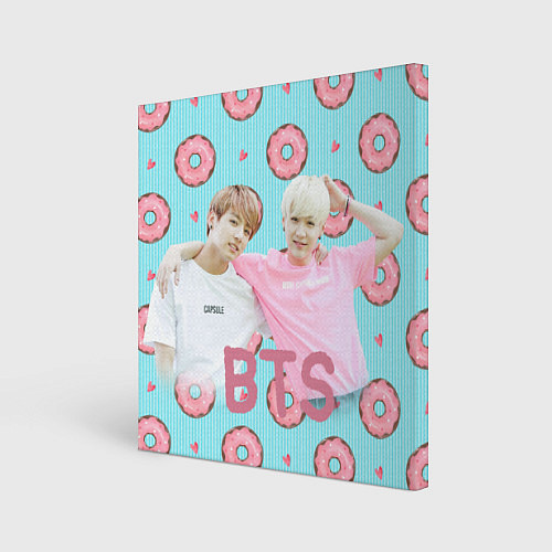 Картина квадратная BTS на фоне пончиков / 3D-принт – фото 1