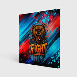 Холст квадратный Fight - медведь в краске, цвет: 3D-принт