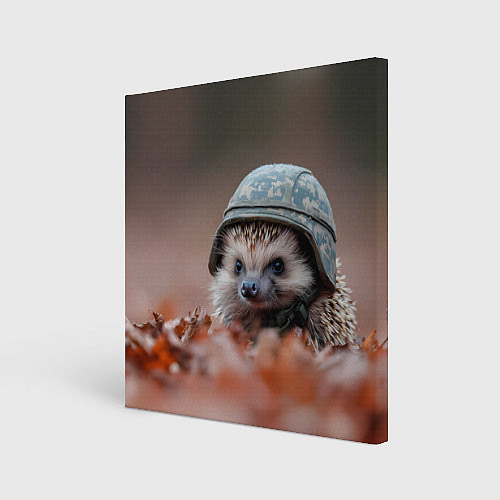 Картина квадратная Ежик солдат в каске / 3D-принт – фото 1