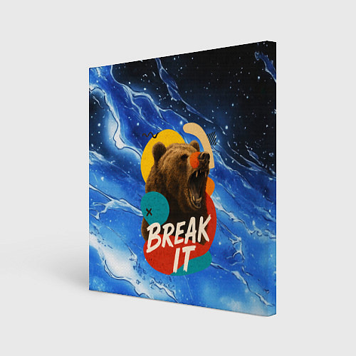 Картина квадратная Break it злой медведь / 3D-принт – фото 1