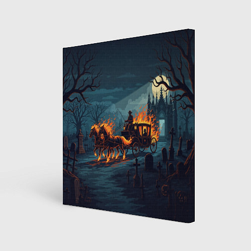 Картина квадратная Призраки в горящей конной повозке / 3D-принт – фото 1