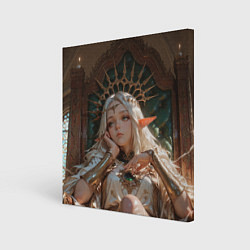 Холст квадратный Беловолосая королева эльфов на троне, цвет: 3D-принт