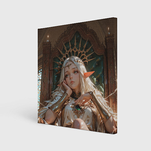 Картина квадратная Беловолосая королева эльфов на троне / 3D-принт – фото 1