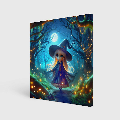 Картина квадратная Ведьмочка-малютка в ночь на хэллоуин / 3D-принт – фото 1