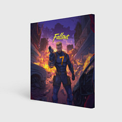 Картина квадратная Fallout седьмой на фоне взрывов