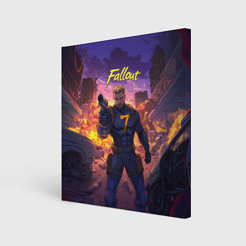 Картина квадратная Fallout седьмой на фоне взрывов / 3D-принт – фото 1