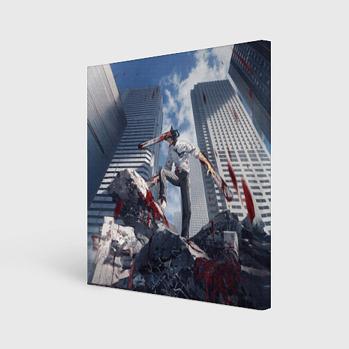 Картина квадратная Denji in city Chainsaw man / 3D-принт – фото 1