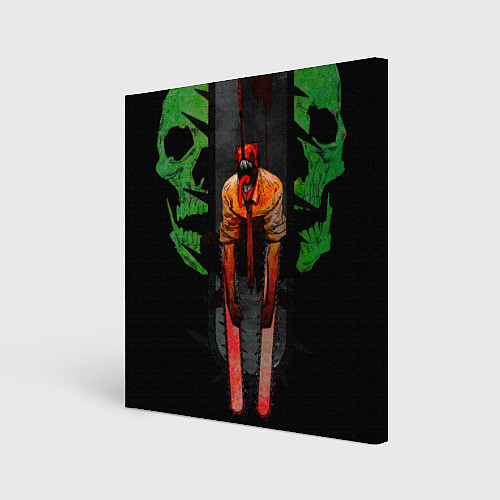 Картина квадратная Дэндзи с черепами Человек бензопила / 3D-принт – фото 1