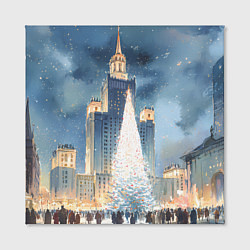 Холст квадратный Новый год в Москве, цвет: 3D-принт — фото 2
