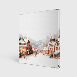Холст квадратный Новогодняя улица, цвет: 3D-принт
