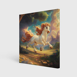 Картина квадратная Белая мультяшная лошадка