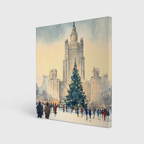 Картина квадратная Москва новогодняя елка / 3D-принт – фото 1