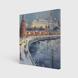 Холст квадратный Новогодние праздники в Москве, цвет: 3D-принт