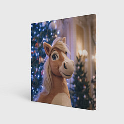 Картина квадратная Плюшевая новогодняя лошадь