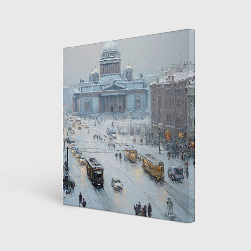 Картина квадратная Новогодняя улица Питера / 3D-принт – фото 1