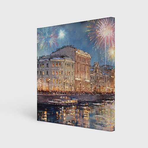 Картина квадратная Новогодний салют в Питере / 3D-принт – фото 1