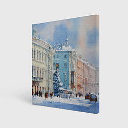 Холст квадратный Зимний Питер, цвет: 3D-принт