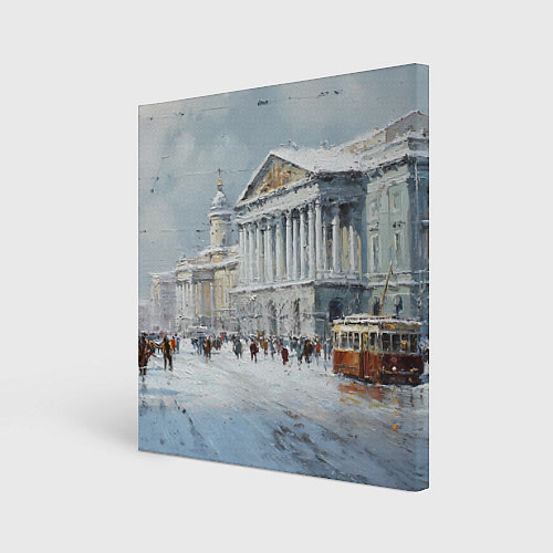 Картина квадратная Зимний Питер красками / 3D-принт – фото 1