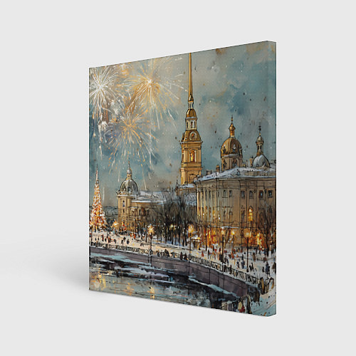 Картина квадратная Новогодний салют в Питере / 3D-принт – фото 1
