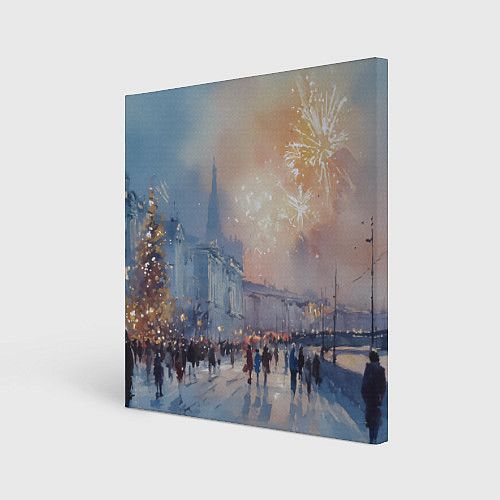 Картина квадратная Новогодняя Питерская атмосфера / 3D-принт – фото 1