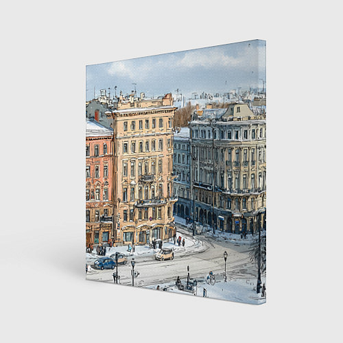 Картина квадратная Зимняя улица Питера / 3D-принт – фото 1