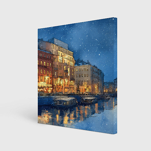 Картина квадратная Новогодняя ночь Санкт-Петербурга / 3D-принт – фото 1