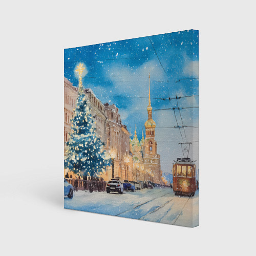 Картина квадратная Новогодний день в Санкт-Петербурге / 3D-принт – фото 1