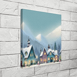 Холст квадратный Новогодние дома, цвет: 3D-принт — фото 2