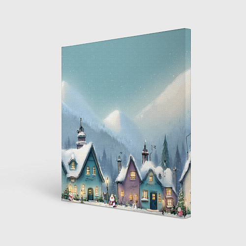 Картина квадратная Новогодние дома / 3D-принт – фото 1