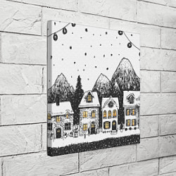 Холст квадратный Черно-белый новогодний город, цвет: 3D-принт — фото 2