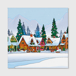 Холст квадратный Новогодник дворик, цвет: 3D-принт — фото 2