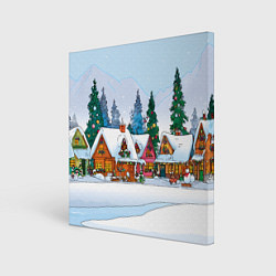 Картина квадратная Новогодник дворик