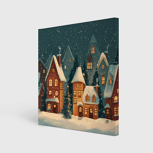 Картина квадратная Сказочный Новогодний городок / 3D-принт – фото 1