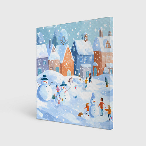 Картина квадратная Предновогодний день во дворе / 3D-принт – фото 1