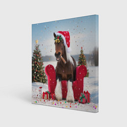 Картина квадратная Новогодний конь