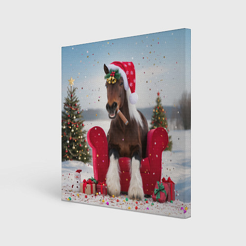 Картина квадратная Новогодний конь / 3D-принт – фото 1