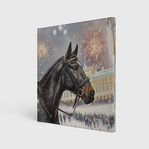 Картина квадратная Конь на фоне салюта / 3D-принт – фото 1