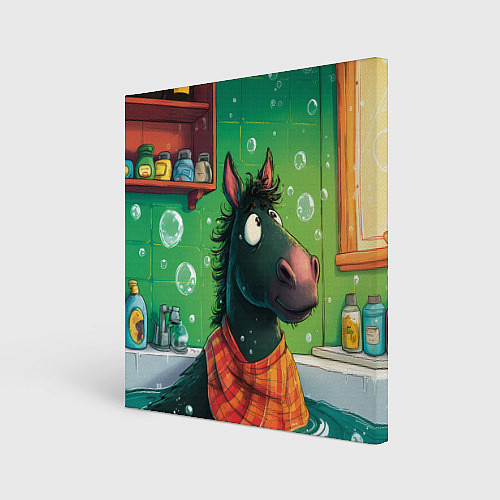 Картина квадратная Лошадь моется в ванной / 3D-принт – фото 1